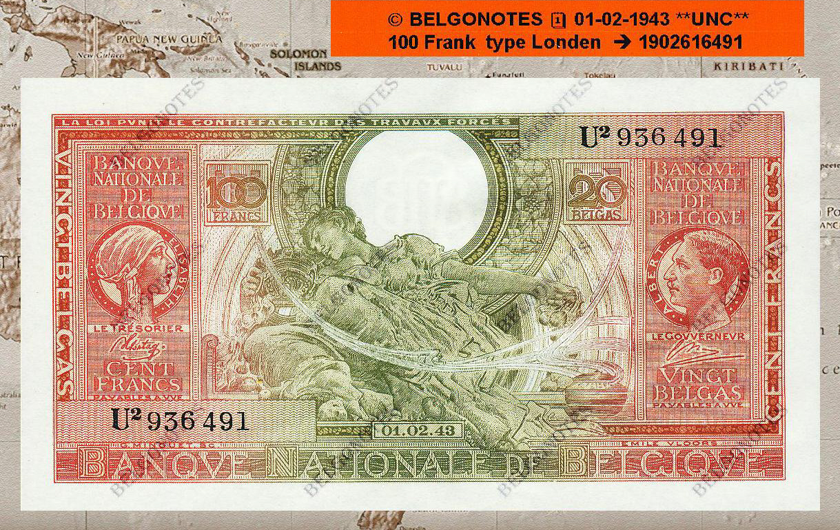 100 Francs Type Londen **UNC**1943**  Lot 1902616491