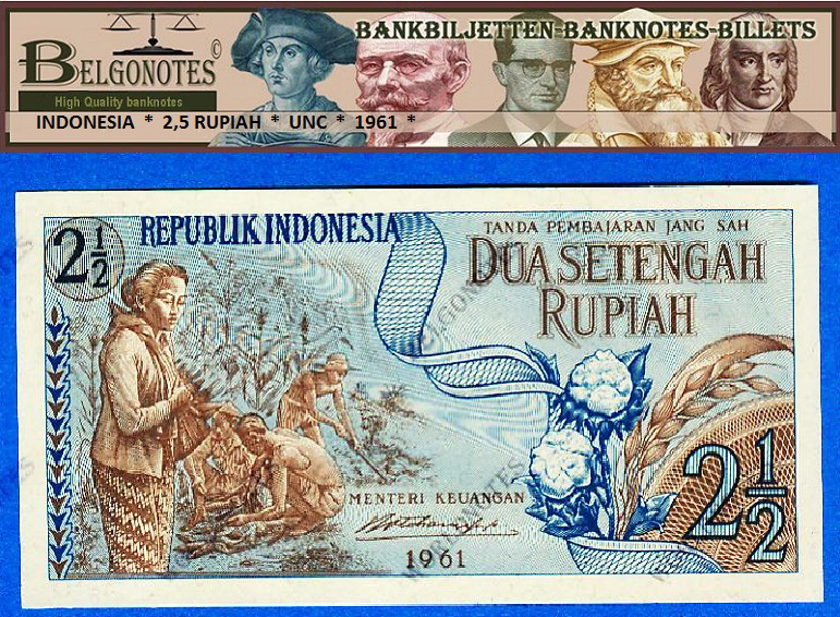 **UNC** Indonesia 1961* 2,5 Rupiah