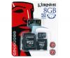 KINGSTON Micro SD 8 GB + 2 adap + USB reader