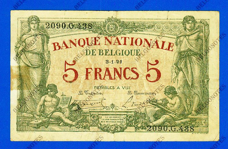 5 Francs Type Brussel* 03-01-1921*.Lot 190261438