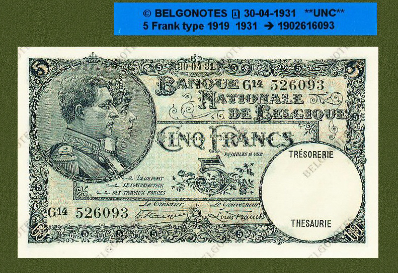 5 Francs Type'1919' *30-04-1931**UNC**Lot 1902616093