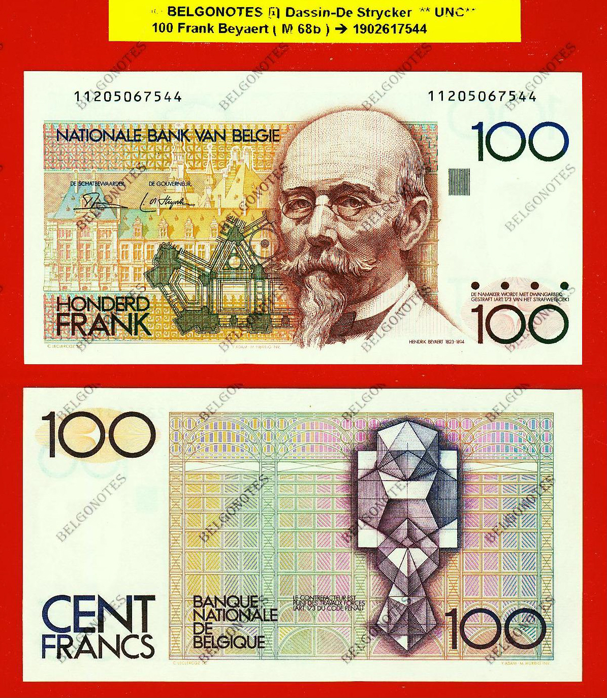 100 Frank Type Beyaert **UNC** Dassin-De Strycker * Lot 1902617544