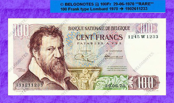 100 Francs Type Lombard*29-06-1970*RARE !! *Lot 1902611233