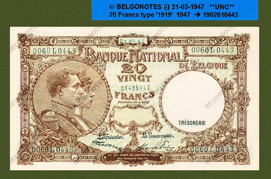 20 Francs Type '1919' 21-03-1947 **UNC**Lot 1902610443