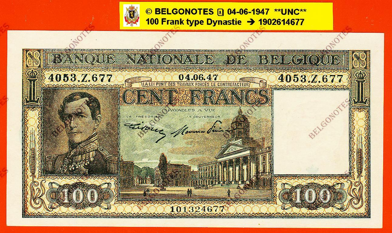 GERESERVEERD !!!!!!!!!!100 Francs Type Dynastie **UNC**1947**  Lot 1902614677