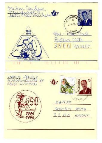 Briefkaarten stripfiguren 