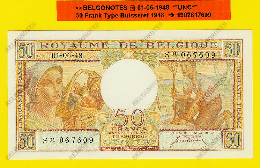 50 Francs Type Buisseret 01-06-1948 **UNC** Lot 1902617609