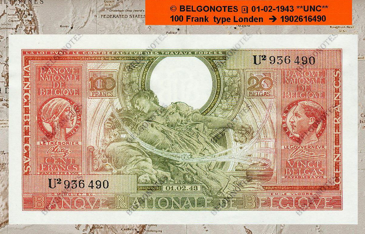 100 Francs Type Londen **UNC**1943**  Lot 1902616490