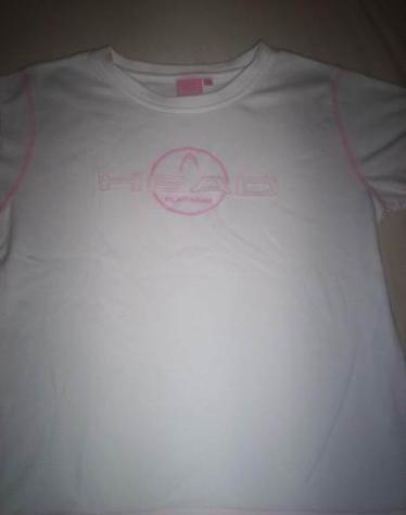 Witte t-shirt met roze stiksels voor 12 jaar