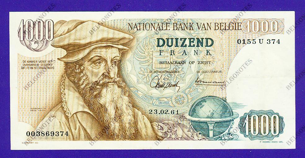 1000 Francs Type Mercator 1961 * Lot 1902619374