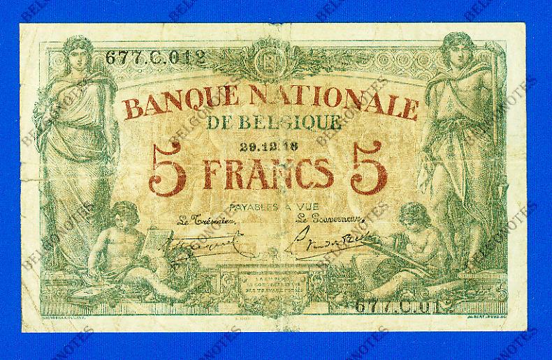 5 Francs Type Brussel* 29-12-1918*.Lot 190261012