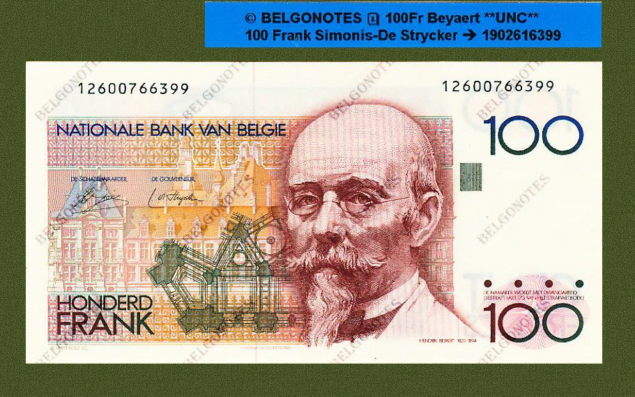 100 Francs Type Beyaert*Simonis-De Strycker**UNC**Lot 1902616399