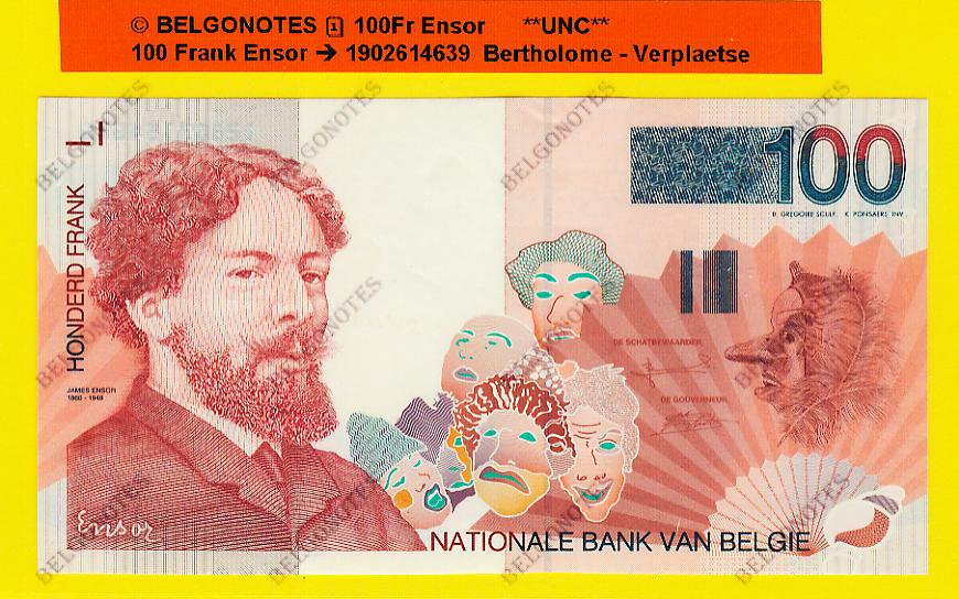 100 Francs Type Ensor **UNC**  Lot 1902614639