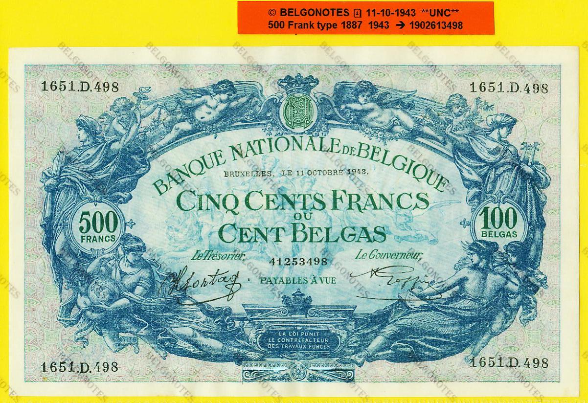 500 Francs Type '1887' 11-10-1943**UNC**Lot 1902613498