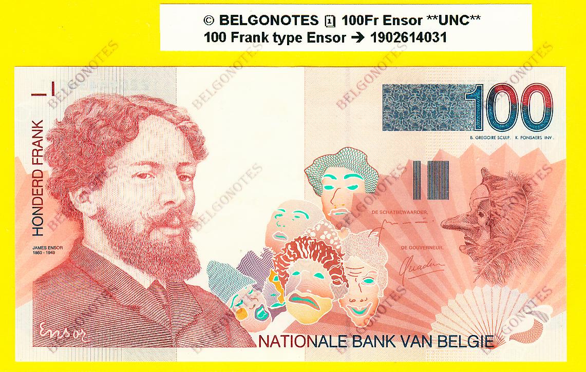 100 Francs Type Ensor **UNC**  Lot 1902614031