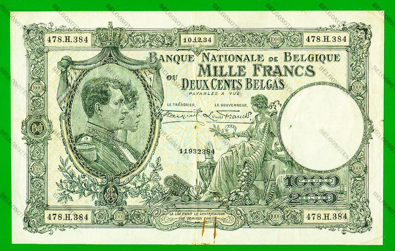 1000 Francs Type Nationale reeks 1934* Lot 1902612384