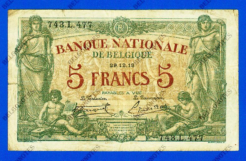5 Francs Type Brussel* 29-12-1918*.Lot 190261477