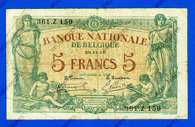 5 Francs Type Brussel* 29-12-1918*.Lot 190261159