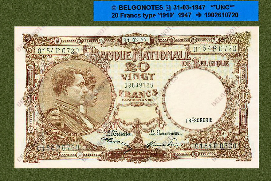 20 Francs Type '1919' 31-03-1947 **UNC**Lot 1902610720