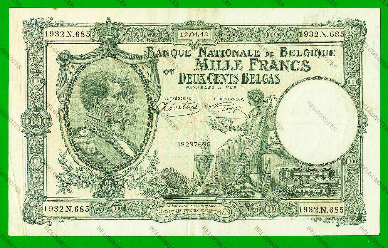1000 Francs Type Nationale reeks 1943* Lot 1902617685