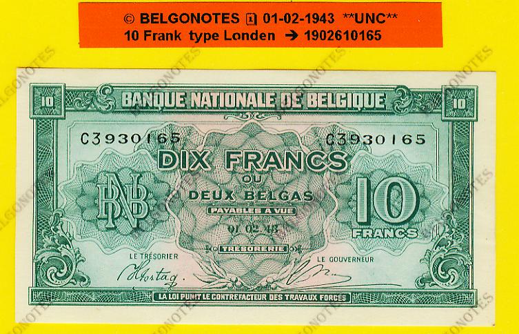 10Francs type Londen*01-02-1945**UNC**Lot 1902610165
