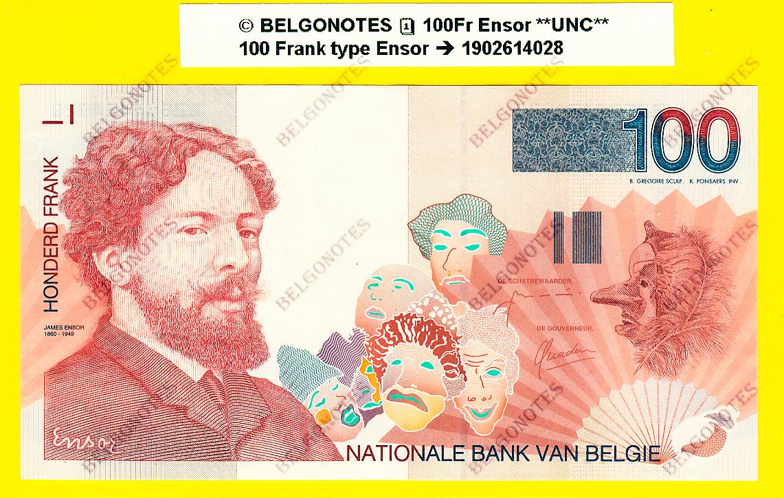 100 Francs Type Ensor **UNC**  Lot 1902614028