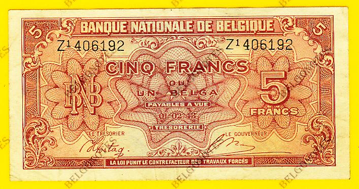 5 Francs type Londen*01-02-1943*Lot 1902616192