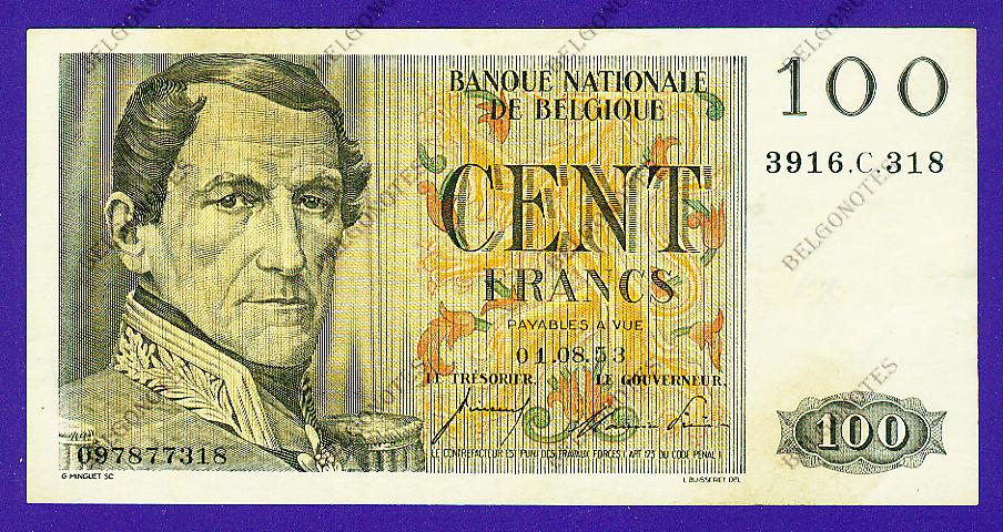 100 Francs Type Eeuwfeest*1953*Lot 1902617318  PR!!!