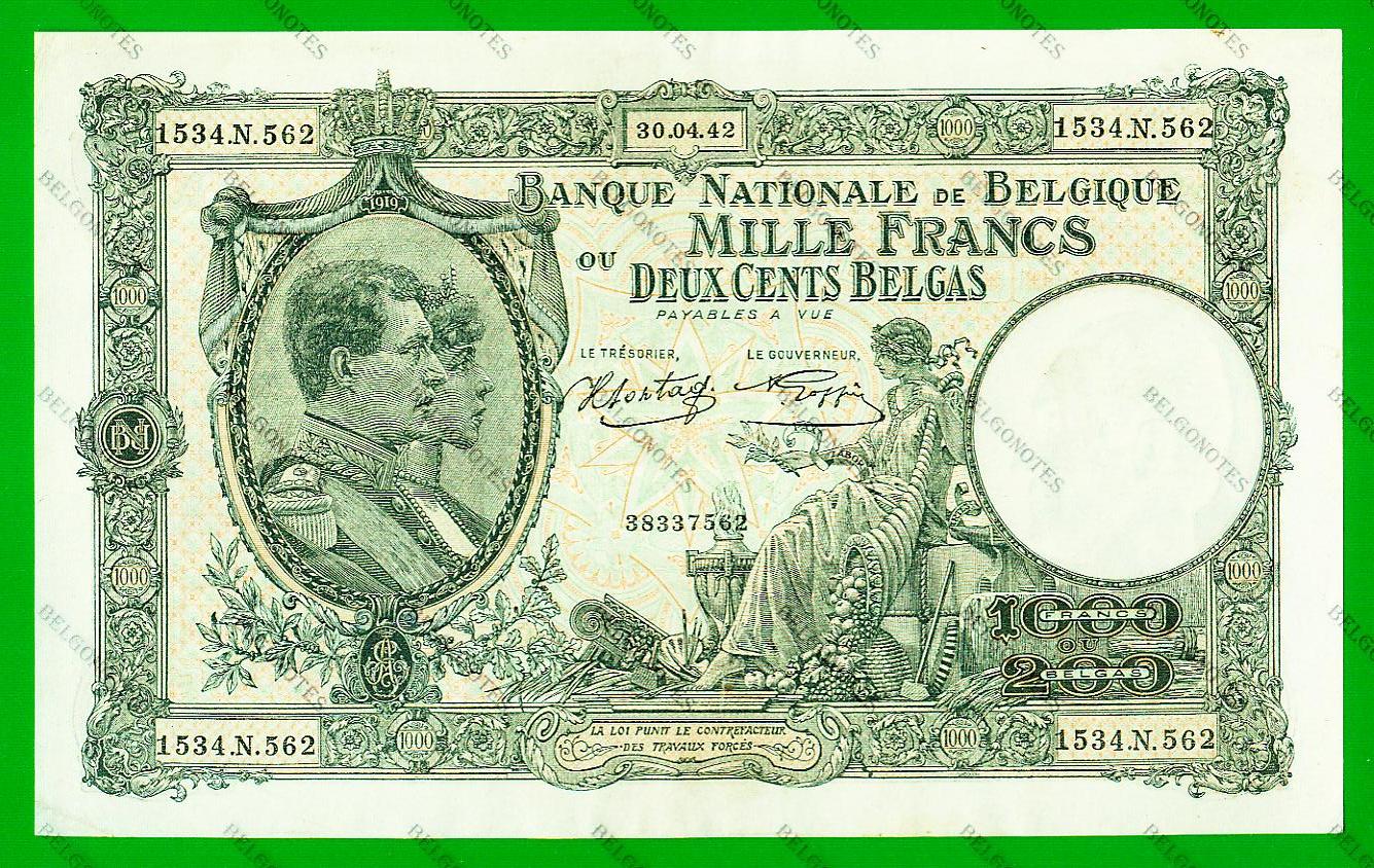1000 Francs Type Nationale reeks 1942* Lot 1902617562