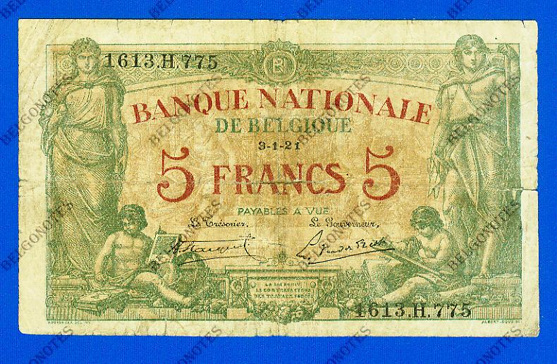 5 Francs Type Brussel* 03-01-1921*.Lot 190261775