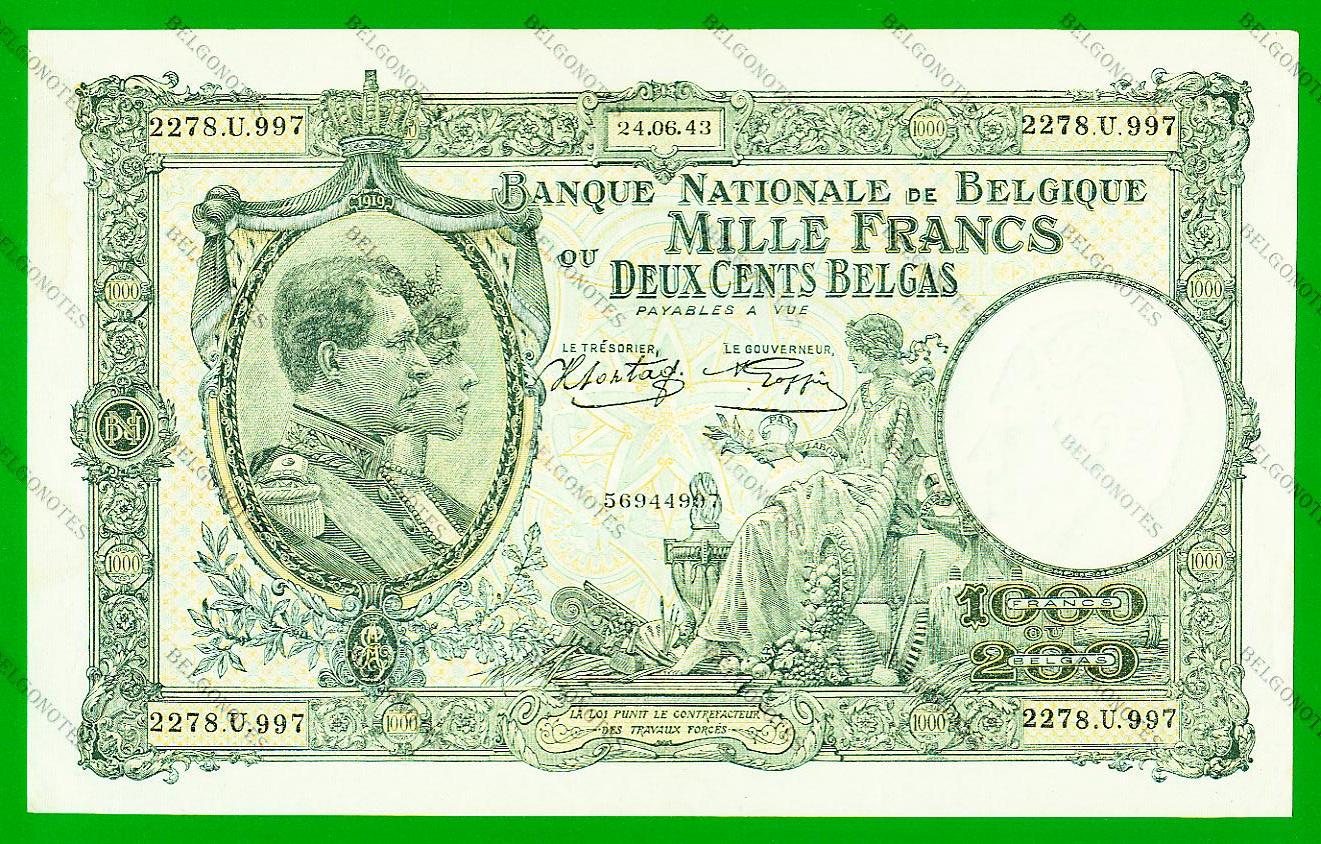 1000 Francs Type Nationale reeks 1943**AUNC** Lot 1902614997