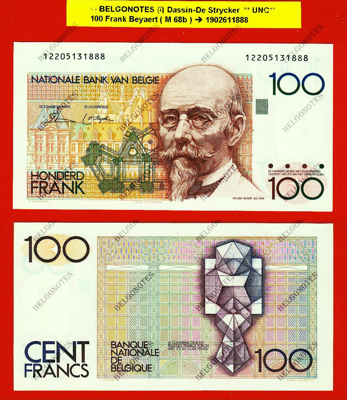 100 Frank Type Beyaert **UNC** Dassin-De Strycker * Lot 1902611888