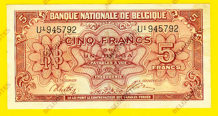 5 Francs type Londen*01-02-1943*Lot 1902615792
