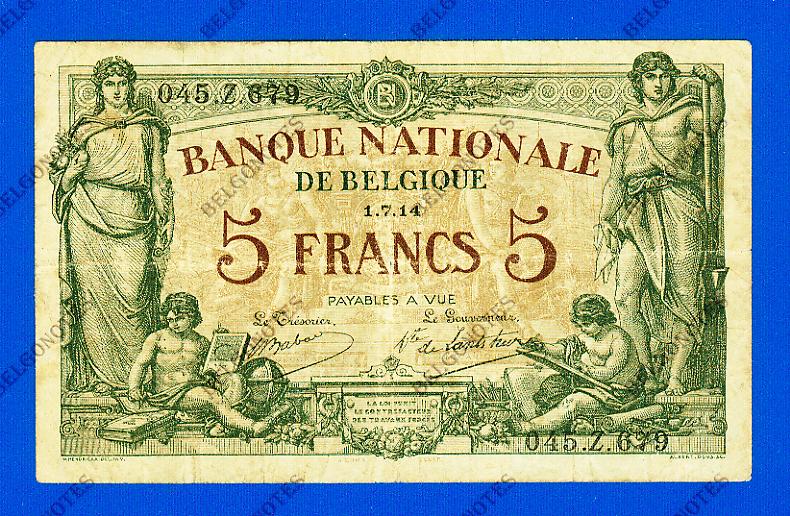 5 Francs Type Brussel* 01-07-1914*.Lot 190261679