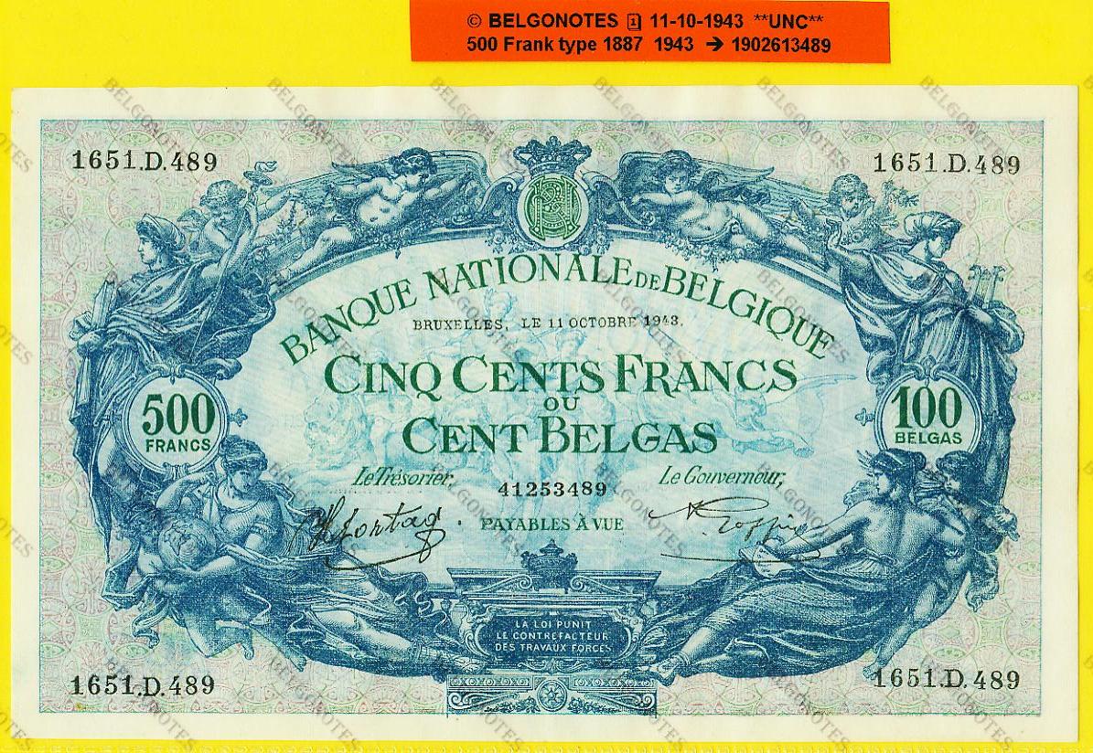 500 Francs Type '1887' 11-10-1943**UNC**Lot 1902613489