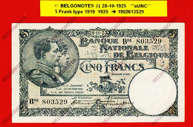5 Francs Type '1919' **AUNC**1925** Lot 1902613529