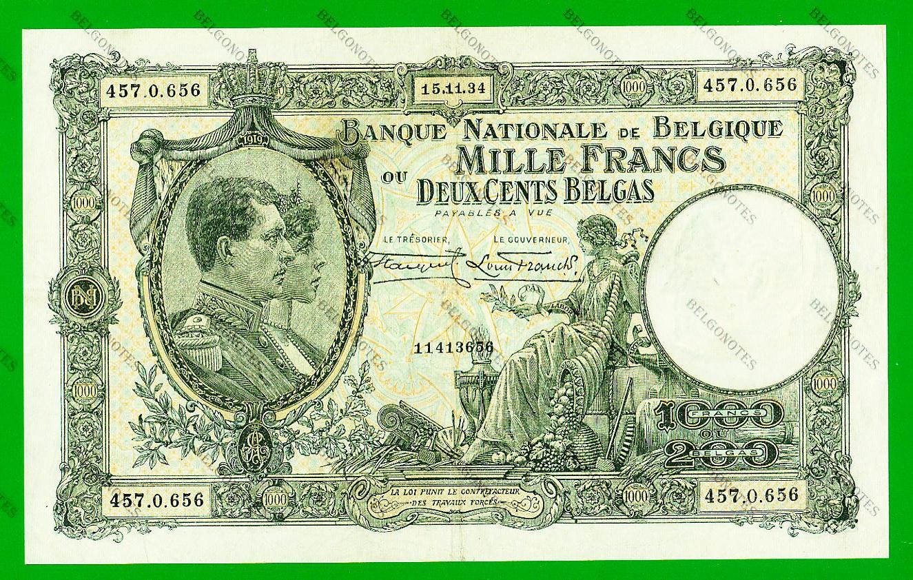 1000 Francs Type Nationale reeks 1934* Lot 1902610656