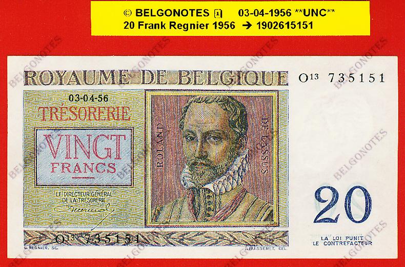 20 Francs Type Regnier **UNC**1956** Lot 1902615151