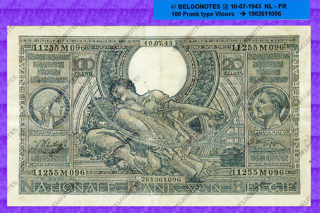 100 francs Type Vloors 10-07-1943**NL-FR** Lot 1902611096