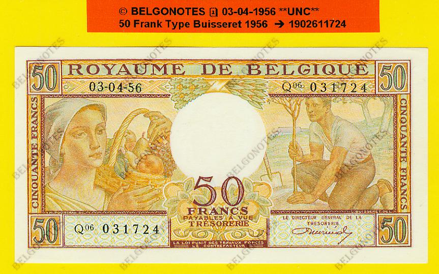 50 Francs type Buisseret 1956**UNC**Lot 1902611724