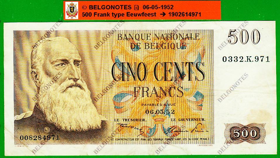 500 Francs Type eeuwfeest 06-05-1952*Lot 1902614971