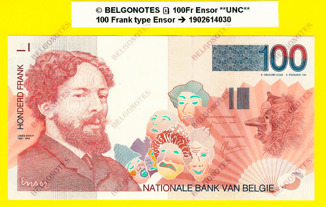 100 Francs Type Ensor **UNC**  Lot 1902614030