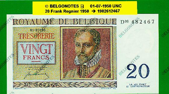 20 Francs Type Regnier **UNC**1950** Lot 1902612467
