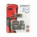Foto 1 van KINGSTON Micro SD 4 GB + 2 adap + USB reader