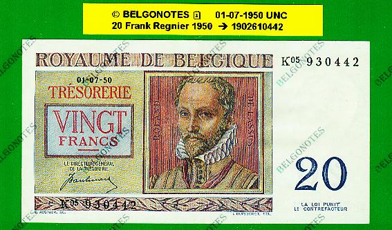 20 Francs Type Regnier **UNC**1950** Lot 1902610442