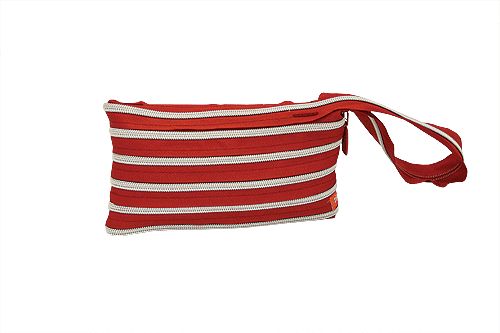 Zipit Clutch Handvat Rood + Zilver