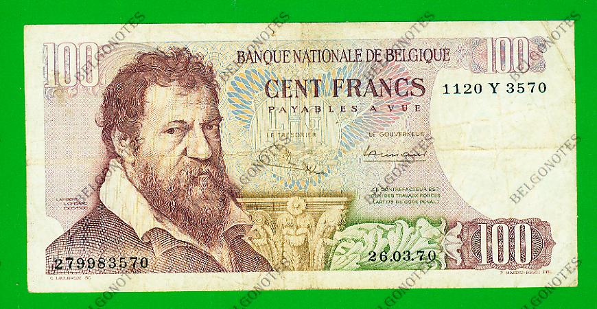 100 Francs Type Lombard 1970 **Jordens-Ansiaux** Lot 1902613570