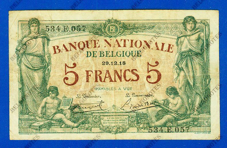 5 Francs Type Brussel* 29-12-1918*.Lot 190261057