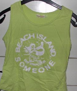 Groen open T-shirt met tekst "Someone" (maat 152)