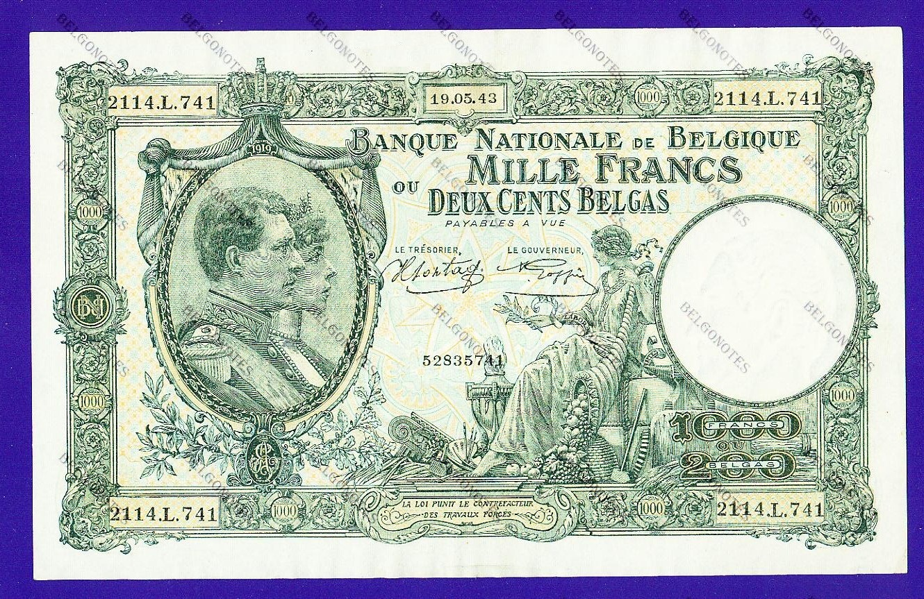 1000 Francs Type Nat. reeks 1943**AUNC**Lot 1902615741